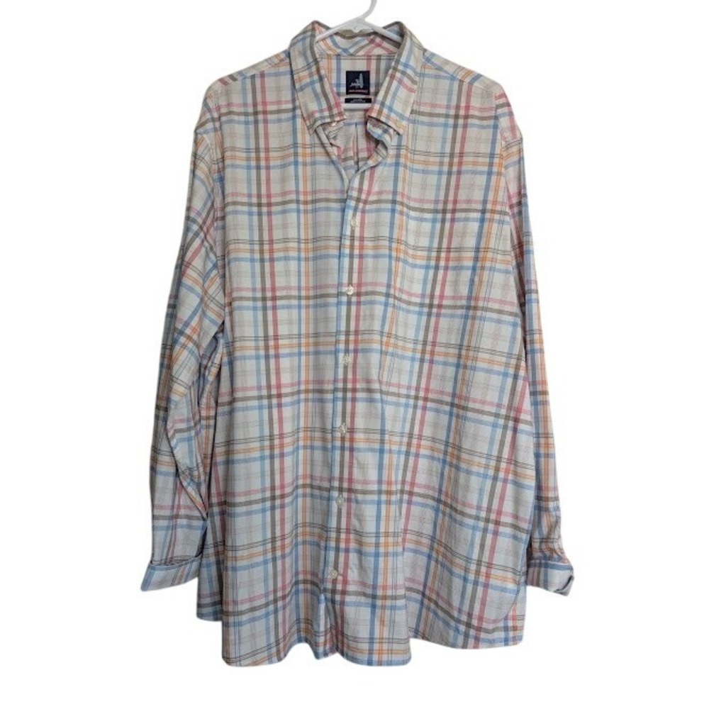 Johnnie-O‎ Mens Button Down Shirt XXLarge Multicolor Plaid Prep-Formance Bamboo